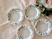 ラスト フランス 19世紀 エメラルドと蝶々と手彩色カップ&ソーサー パリ窯 アンティーク