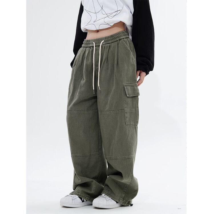 ドローストリング ワイド カーゴ フルレングス パンツ ◆5col L00032