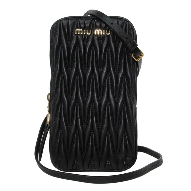 ミュウミュウ ショルダーバッグ 斜めがけ ミニバッグ Miu Miu レディース 5dh041 Nero マトラッセレザー ミニポシェット カードケース付き Matelasse Itukl