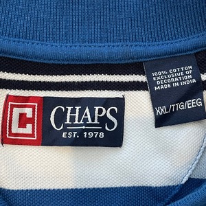 【CHAPS】ポロシャツ ボーダー 刺繍ロゴ XXL ビッグサイズ チャップス ラルフローレン US古着 アメリカ古着