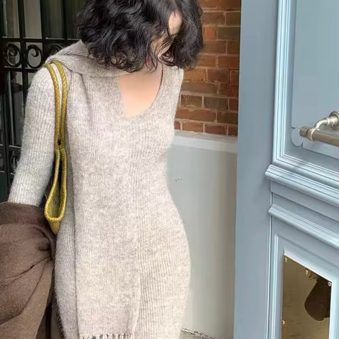 muffler knit long dress