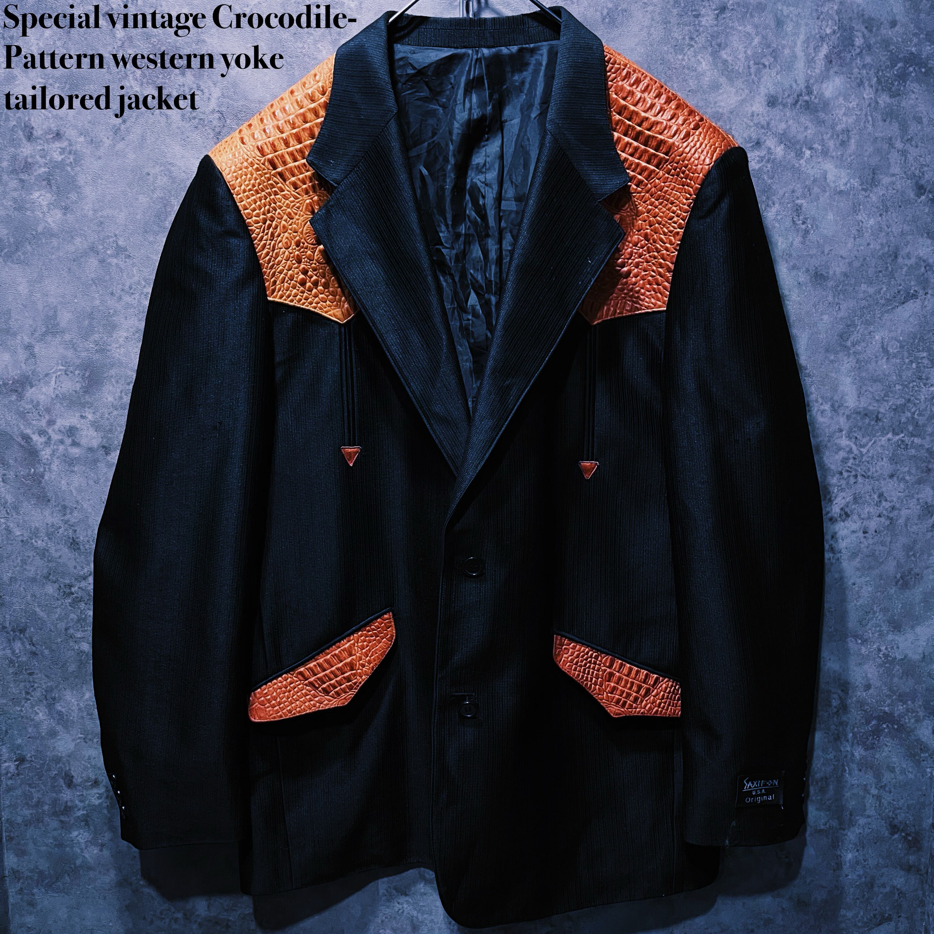 【doppio】Special vintage Crocodile-Pattern western yoke tailored jacket