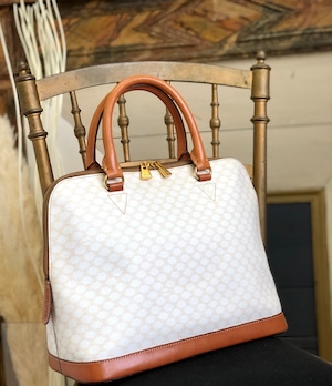 CELINE　セリーヌ　 マカダム　ハンドバッグ　ボリード　ブガッディ　PVC×レザー　ホワイト×ブラウン　ヴィンテージ　オールド　3246gf