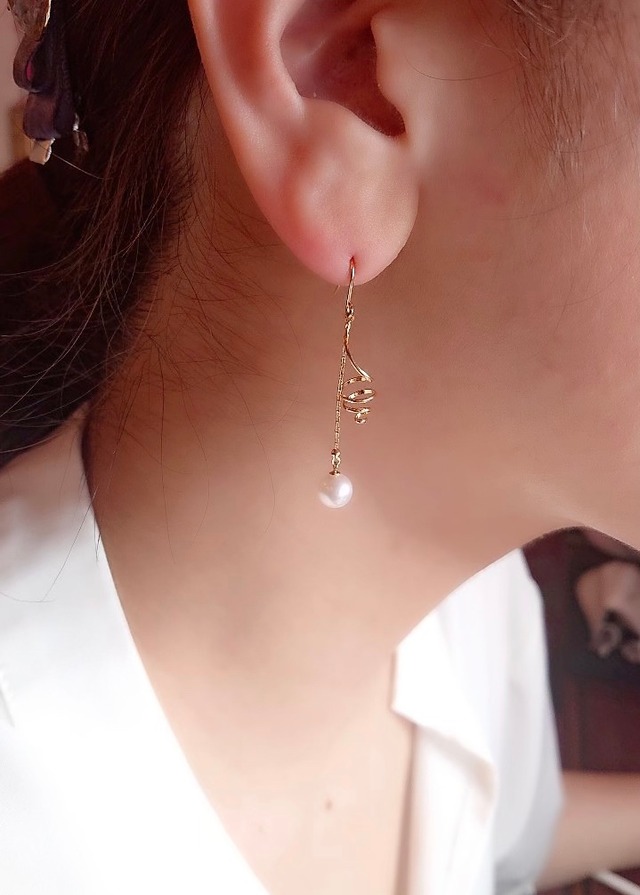 K18 アコヤパール ロングピアス ○ | 株式会社Jewelry伊藤
