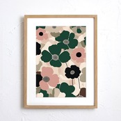 ボタニカル・ハーモニー｜ナチュラルとモダンが調和するフラワーアートポスター｜柔らかな色彩で空間を上品に彩るインテリアA3ポスター