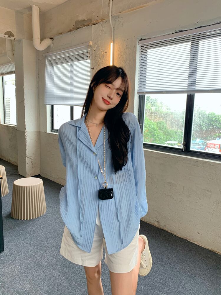 薄手シャツ ジャケット サマールーズ ロング 夏物 ブラックストロベリース5395809861