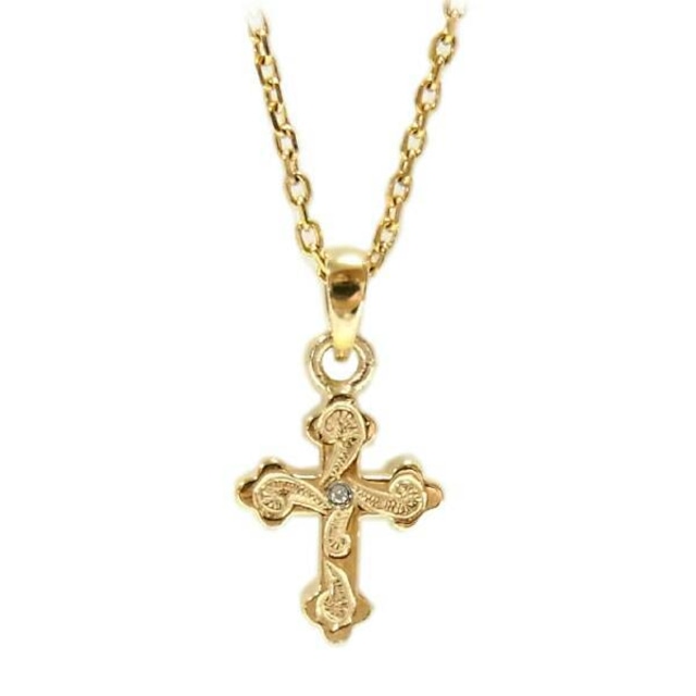 Hawaiian jewelry gold small diamond cross(gen-jul-p05a)