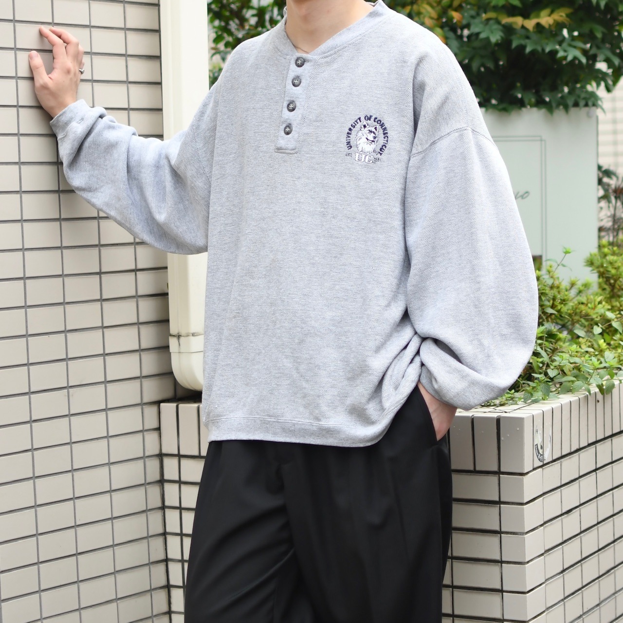 husky embroidery design henry neck sweat