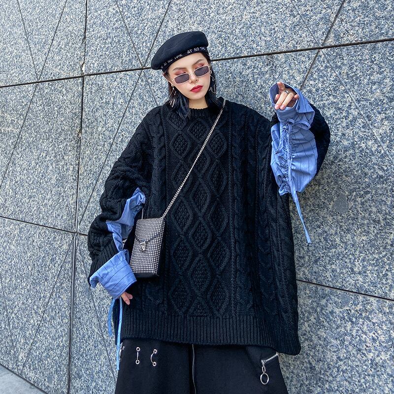 スタイルセーター レディースルーズオータムウィンターシャツ ブラウス ロング 大きめサイズ 秋物 冬物 ステッチ ラブタオタオダレンハウス69393962838