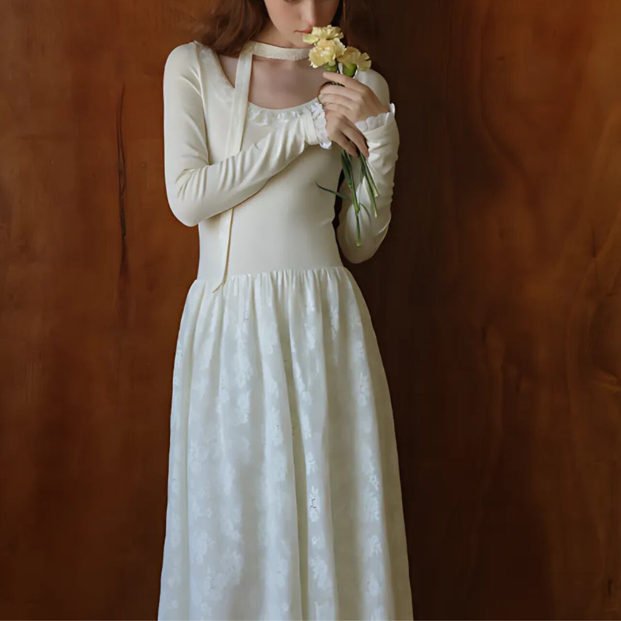 Lace Long Flare Dress F0200