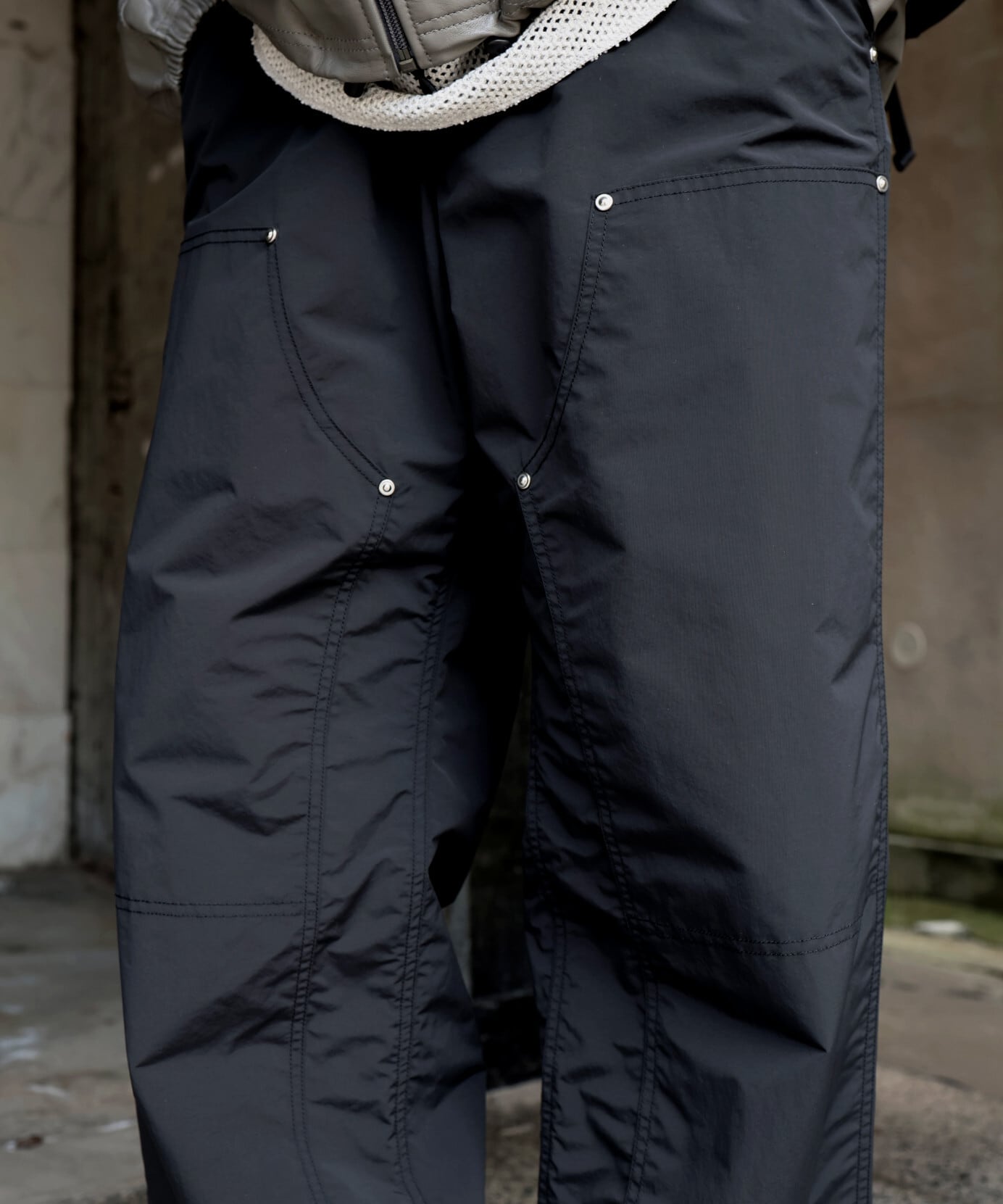 UNUSED / UW1193 DOUBLE KNEE NYLON PANTS (BLACK) | AfterSchool