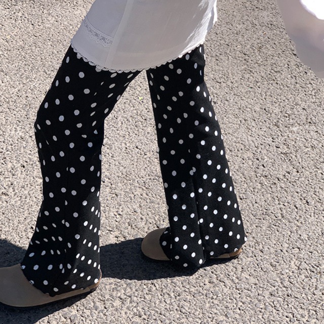 polka dot flare casual pants  e1724