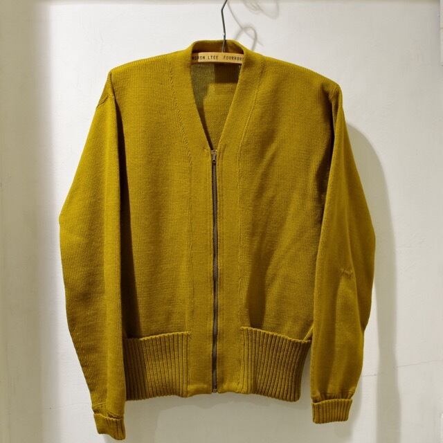 1940-50s Zip Up Cardigan / 長リブ 折り返しポケット !! / ビンテージ