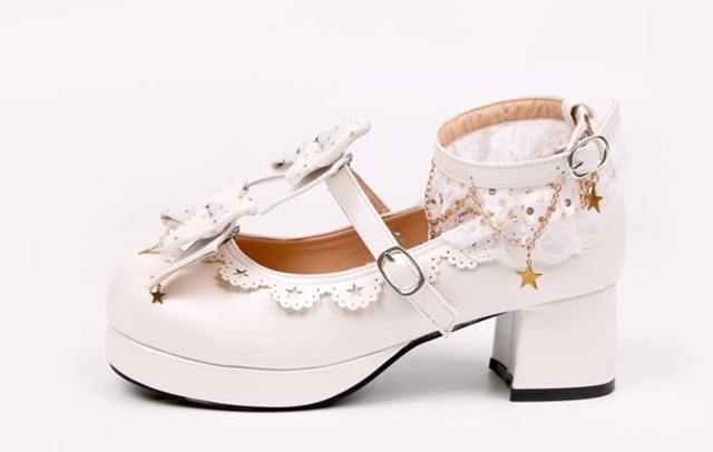 ロリータ靴 Lolita ロリィタ ロリータ ストラップレースシューズ ヒール5cm レース パール リボン 甘ロリ ゴスロリ Cnalb400 Luxury