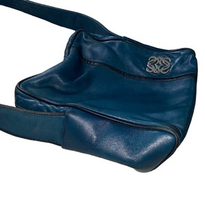 vintage LOEWE blue green leather shoulder bag