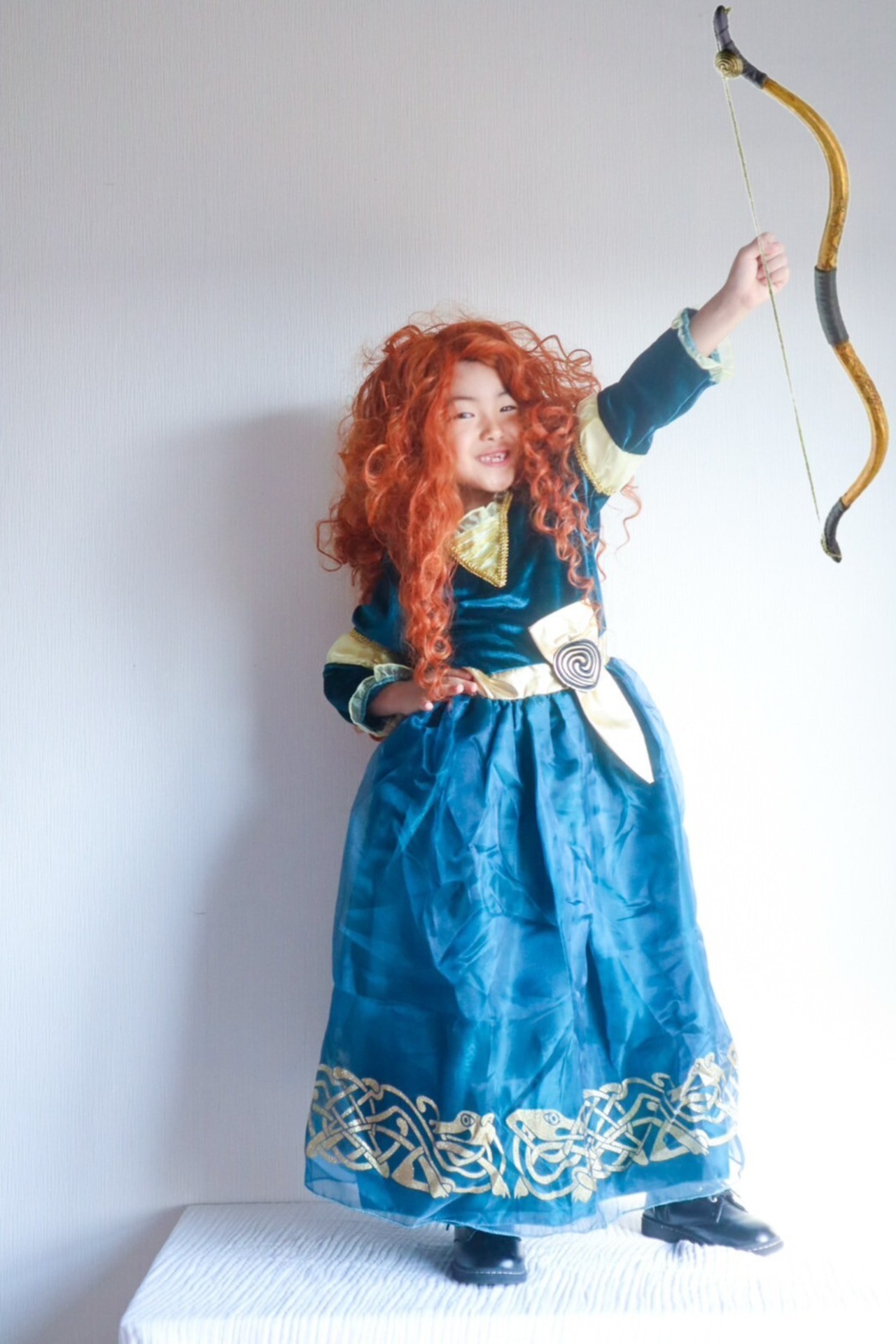 100/140のみ【即納】長袖ワンピースドレス グリーン [ プリンセスドレス ハロウィン 仮装 メリダ風 ]