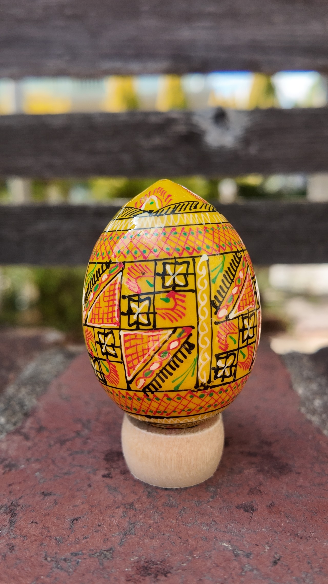 装飾用木製プィサンカ（イースターエッグ）with stand　コロミヤモデル - 2