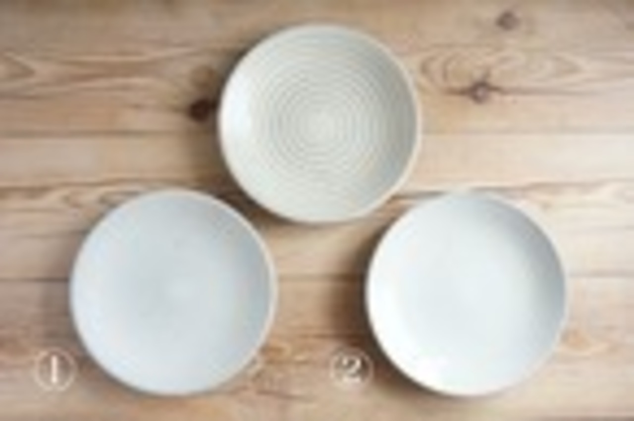 小石原焼　福嶋製陶　7寸皿　グレーとびかんな　②  [18-500]