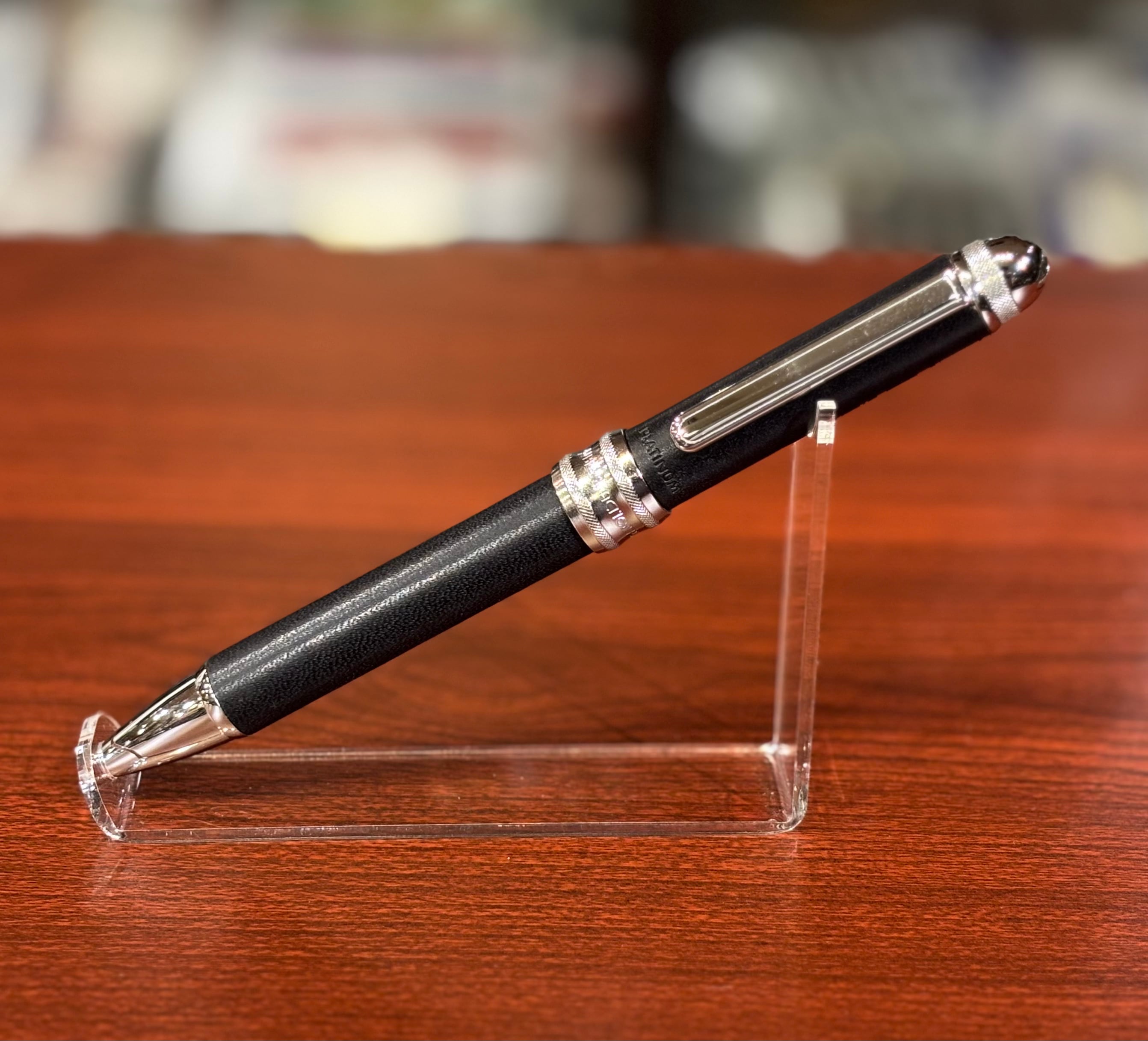 廃盤品】プラチナ万年筆 ダブル3アクション 牛ヌメ本革巻 DOUBLE 3