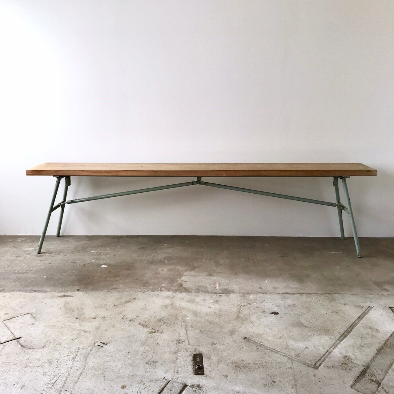 ベンチ　/スチール脚　/古家具