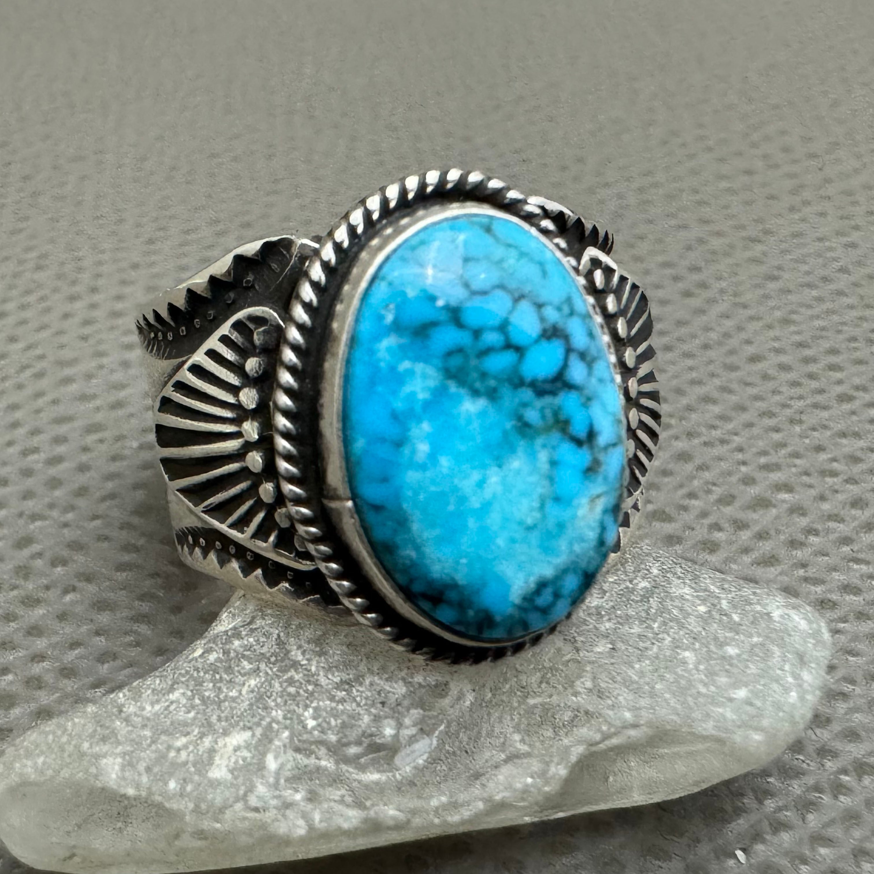 Bo Reeves ボーリーブス ナバホ リング 17〜18号 STERLING NAVAJO族 Bo Reeves(ボー・リーブス)作 Cloud Mountainターコイズ