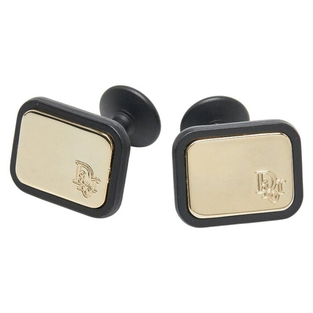ディオール カフスボタン カフリンクス ブラック ゴールド メッキ メンズ Dior 【中古】
