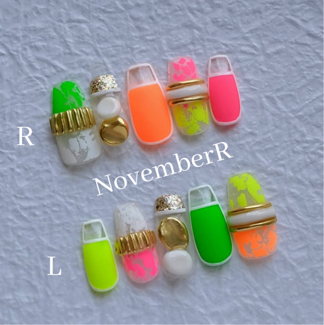 LA739☆ネオンカラーのおしゃれネイルチップ | NovemberR 〰️ネイル