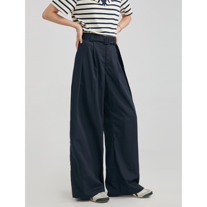 スクエアバックルウエストベルトワイドタックパンツ PT2868