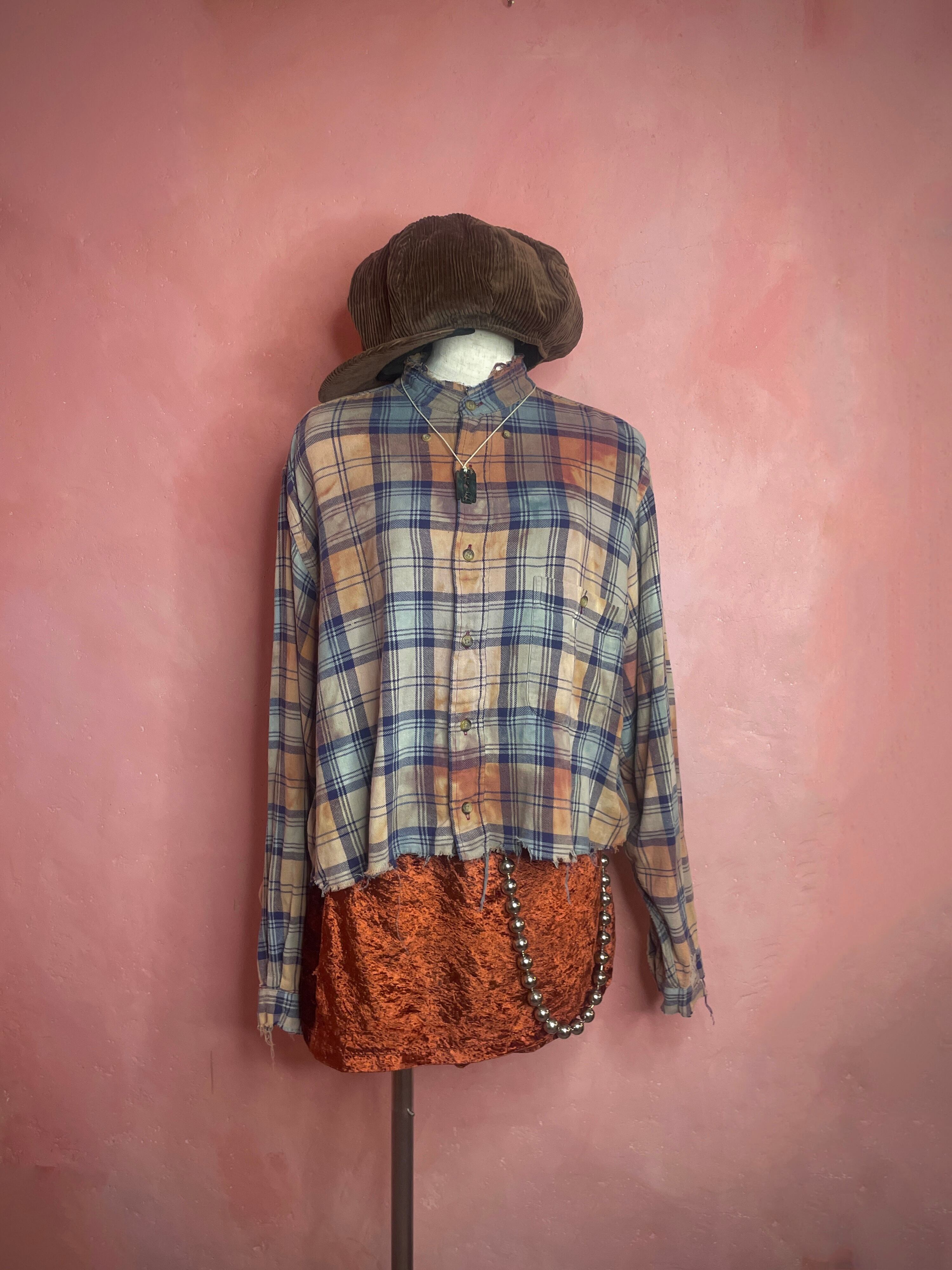 used custom bleach flannel shirt