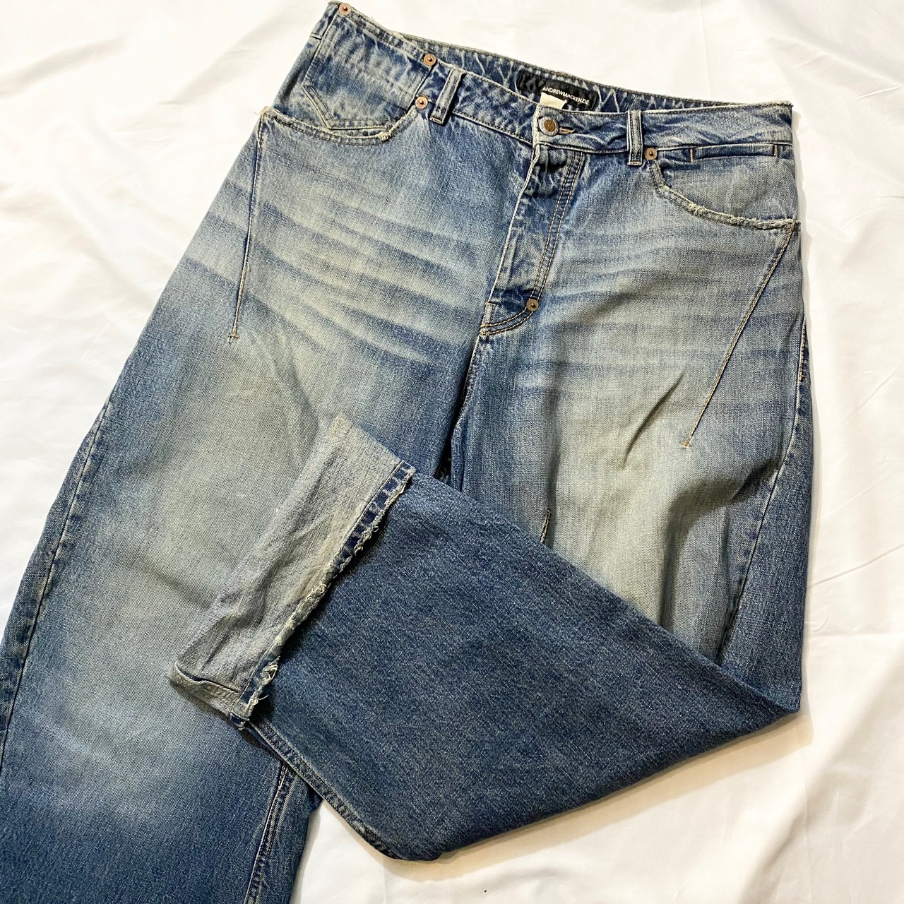 ANDREW MACKENZIE three dimensional cutting denim pants 