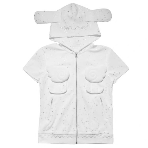 [Hashtag DDD] Silver Star White Angel Wings Hoodie