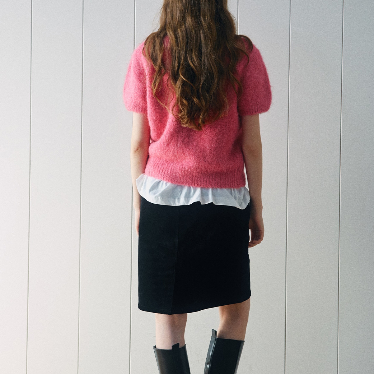 Soft Fluffy Short-Sleeve Knit Top T3689