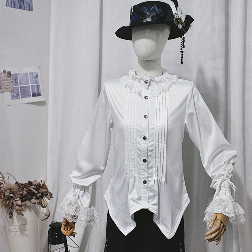 予約販売 王子系 少年装 スチームパンクセット CastleToo 2点セットブラウス ネックリボン レース プリンスコーデ