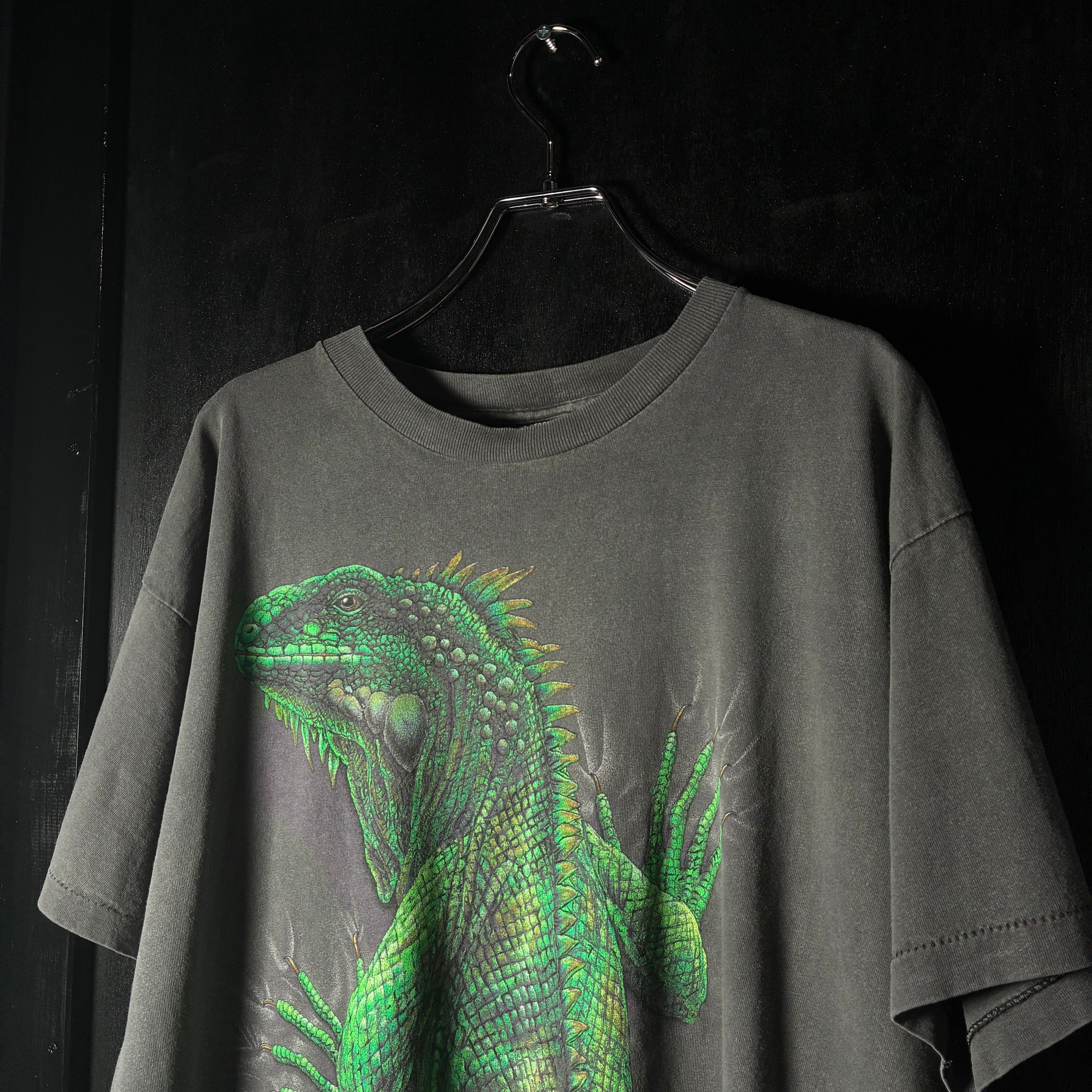 90s USA SIGNAL SPORT イグアナ アニマルTシャツ 黒 L | 古着屋 the moon