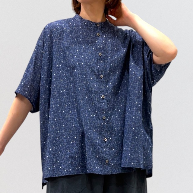 ＋2 voile print wide blouse