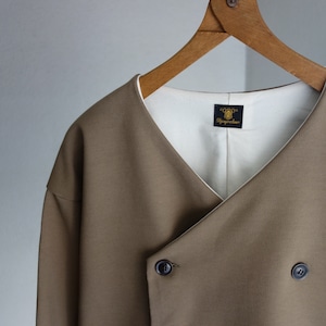 classic volendam no-collar jacket / d.beige