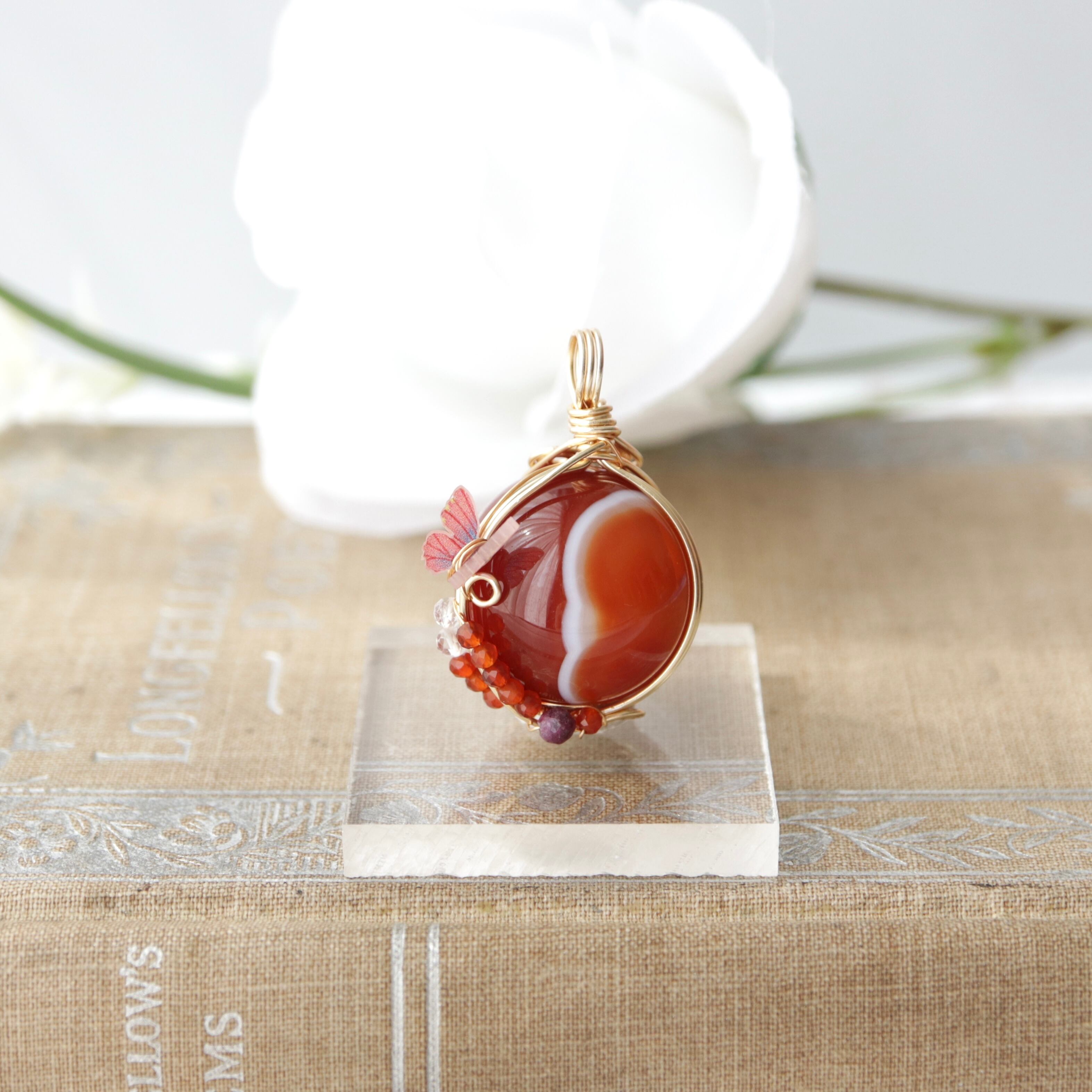 1点もの 大きめ 赤瑪瑙 メノウ ワイヤーラッピング