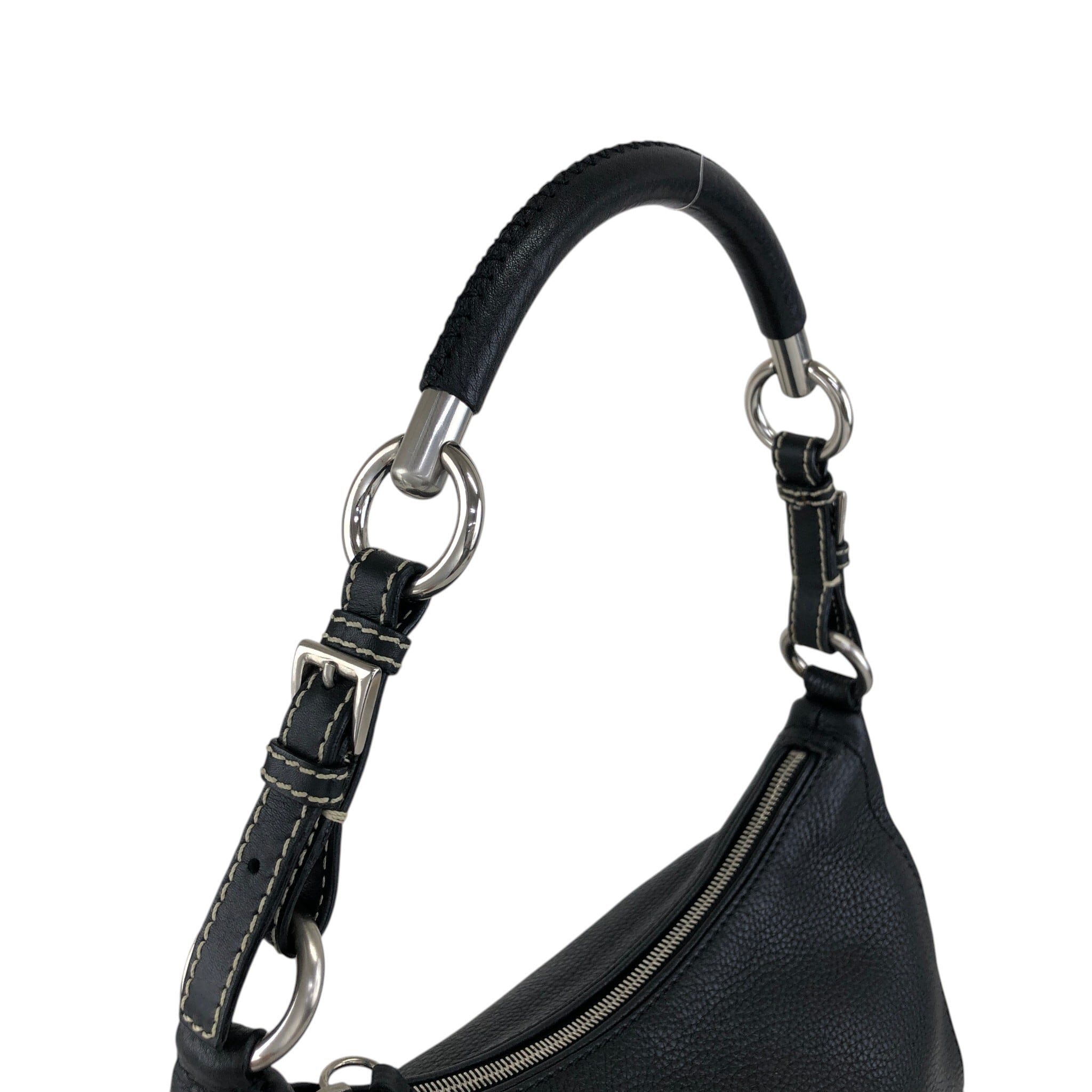 PRADA プラダ ショルダーバッグ ブラック トライアングルロゴ レザー