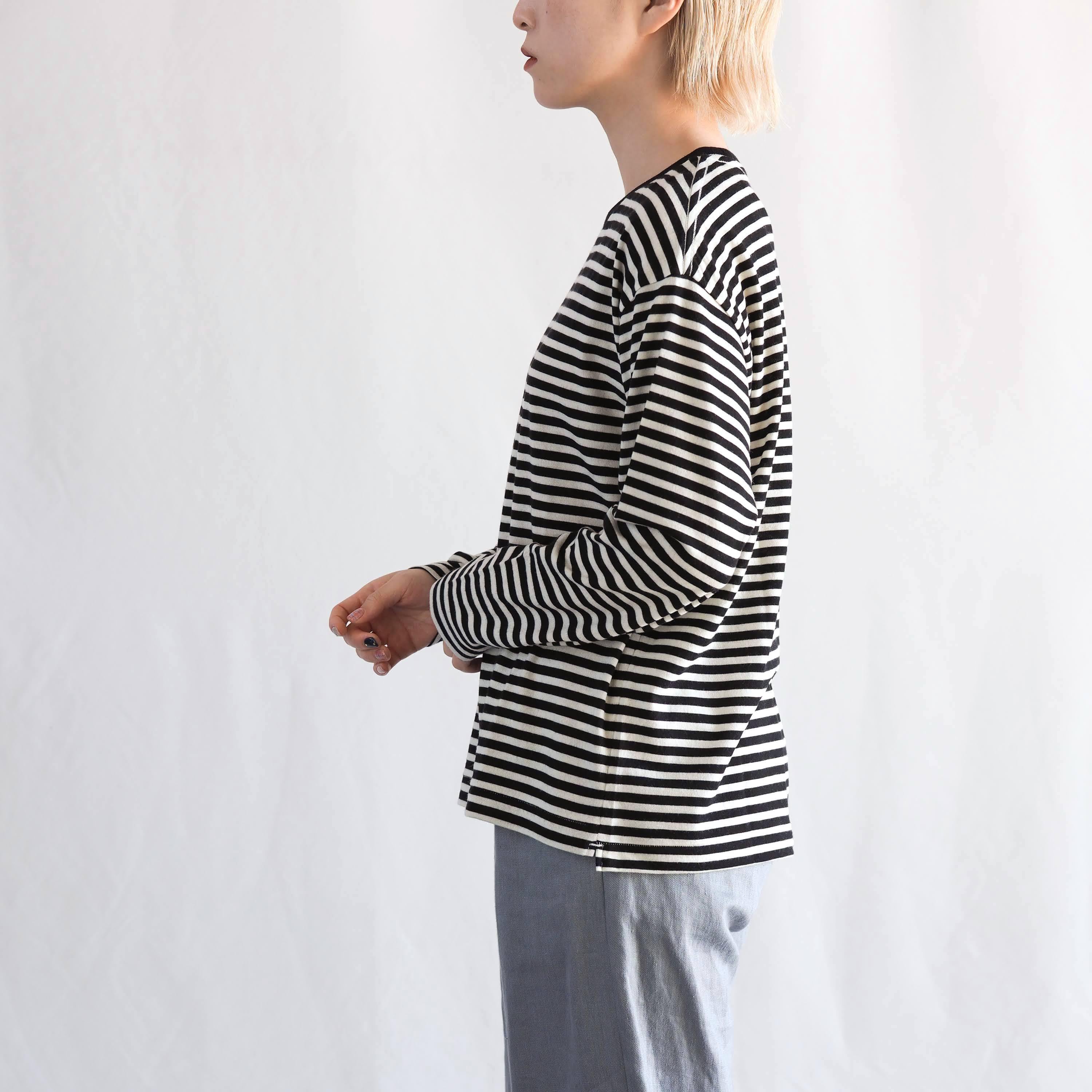 よこしま羊毛Tシャツ ロングスリーブ【しろくろ】iti-11BD | 糸と色