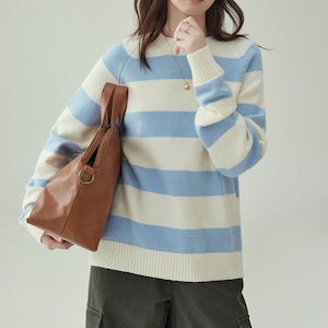 striped raglan knit pullover
