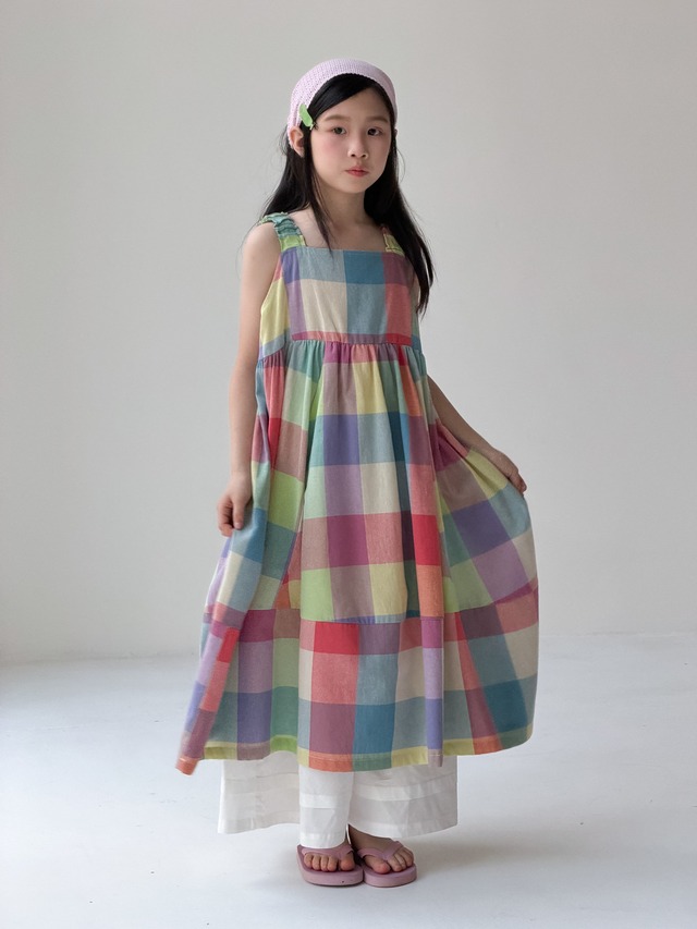【兄妹服】カラーチップチェックセットアップ/ワンピース - 6