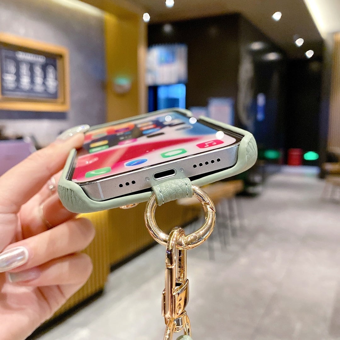 ストラップ付き レザー カスタム 名前入れ iPhoneケース