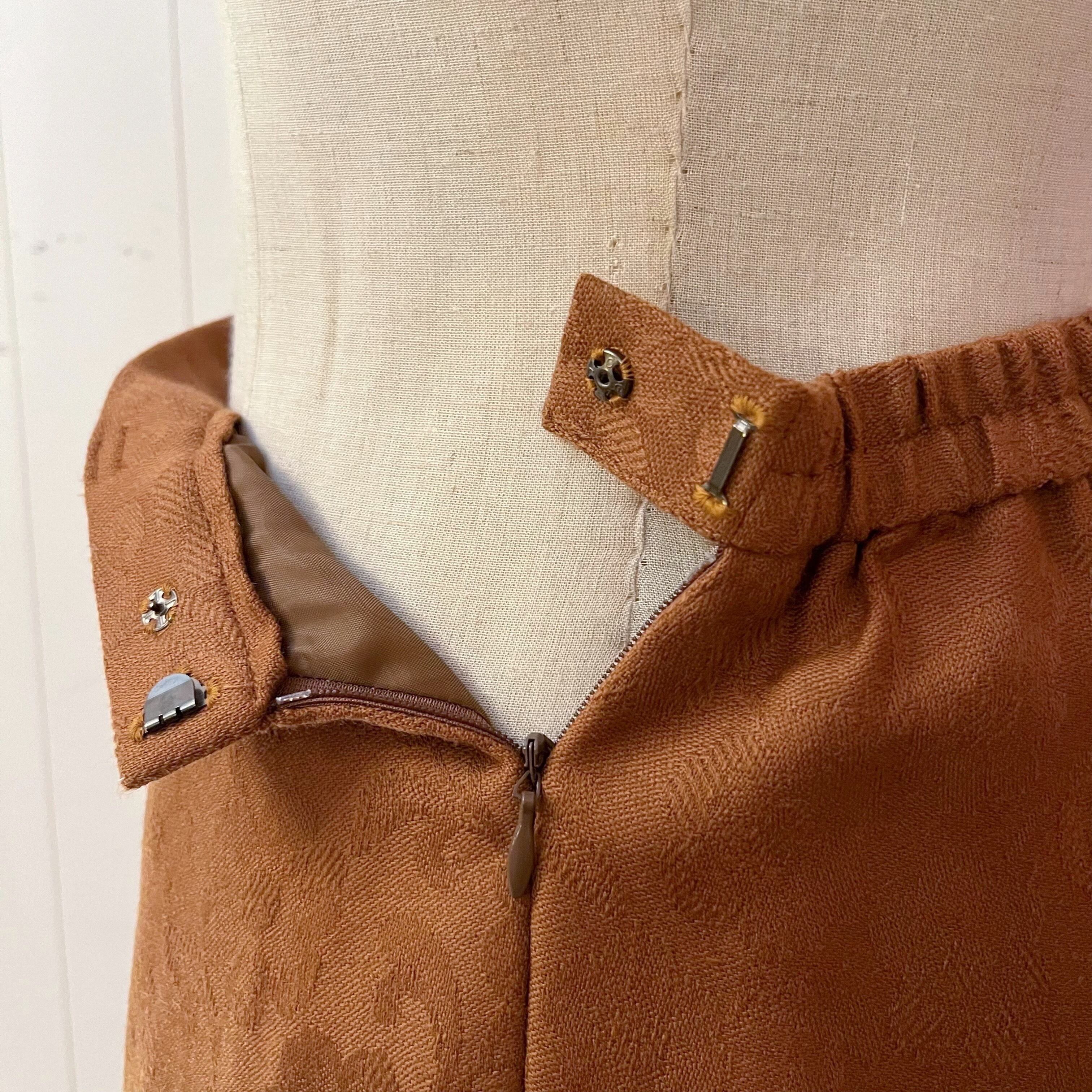 camel brown flower flare skirt