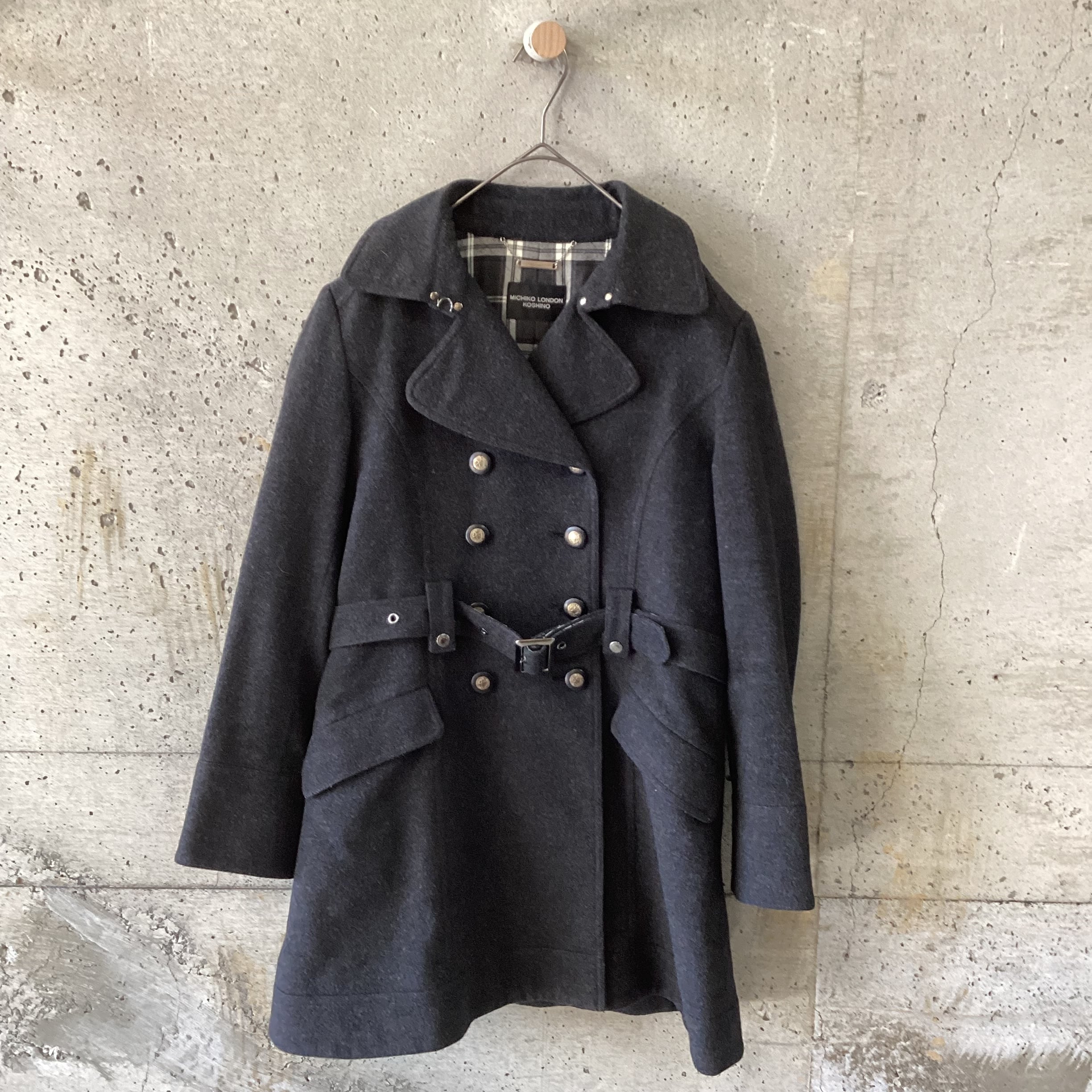 Grey wool belted coat