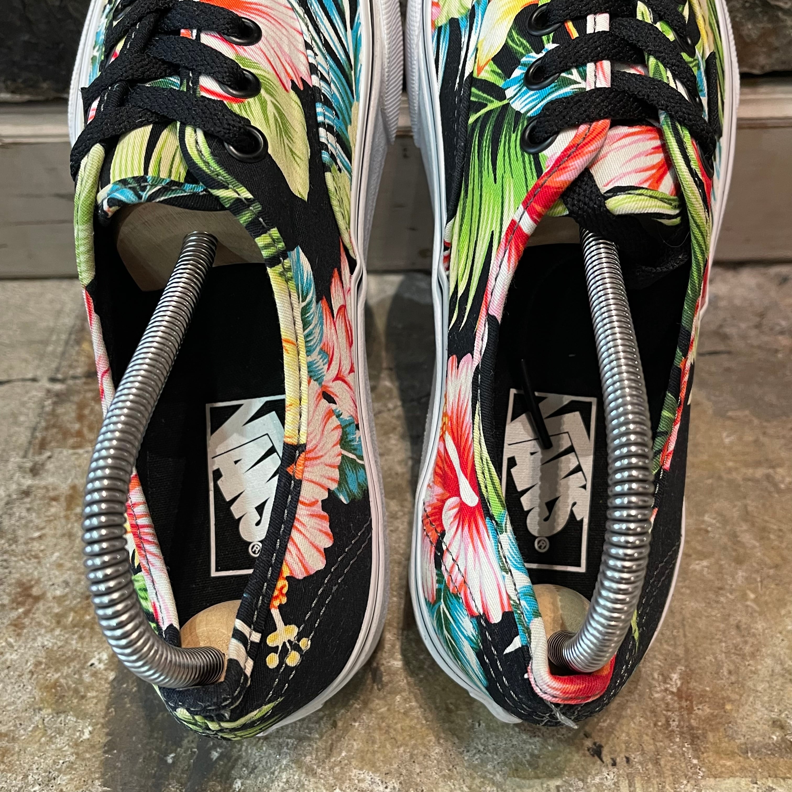 size24cm VANS バンズ オーセンティック スニーカー 花柄 黒 古着 古着屋 高円寺 ビンテージ