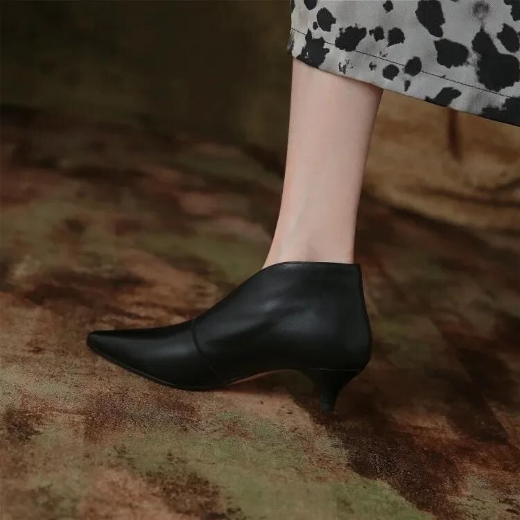 女性のための先のとがったつま先の足首のブーツ,デニムヒール,裸のブーツ,新しい秋と冬の靴,2022_139