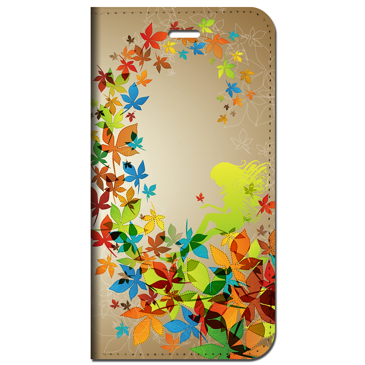 iPhone対応 スマホ 手帳型ケース 秋の紅葉と妖精 ポップ イラスト 【iPhone17 / iPhone16 / iPhone16e / iPhoneSE 他 iPhone各機種対応】 st46