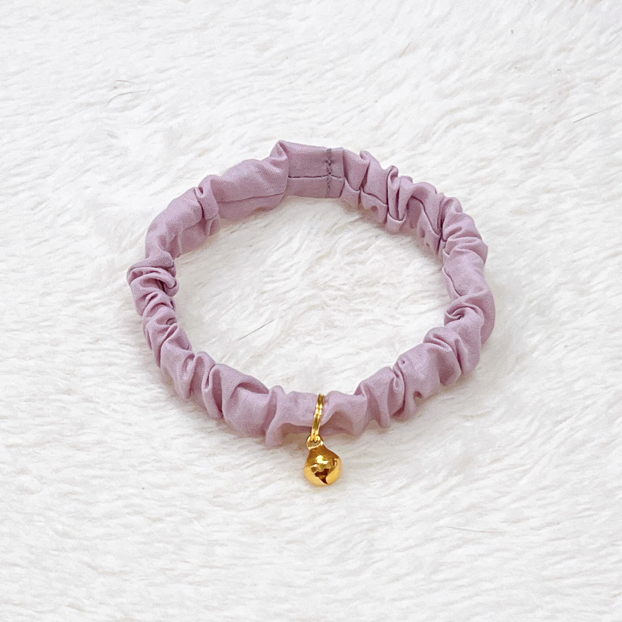 ペールライラック】子猫もつけれるシンプルで軽い猫用シュシュの