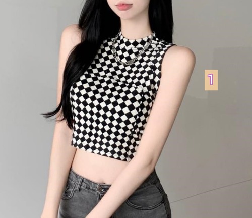 2022春夏新作 レディース 女 袖なし チェック柄 トップス Tシャツ インナー キャミソール タンクトップ