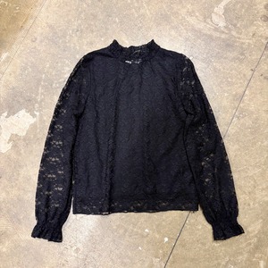 古着 レース プルオーバー ブラック